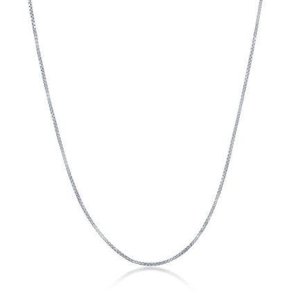 Sterling Silver Rhodium Plated 0.85mm Box Chain, 18" ,