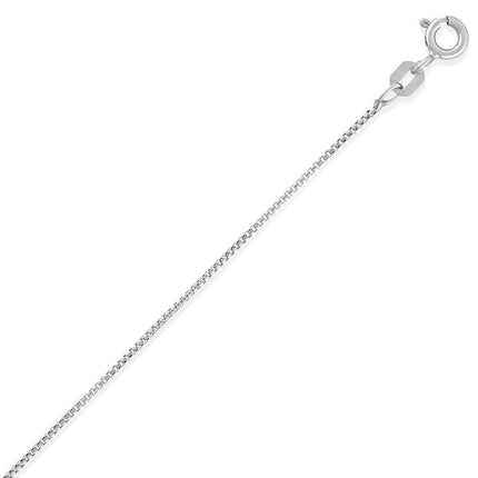 Sterling Silver Rhodium Plated 0.85mm Round Box Chain, 16" ,