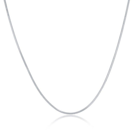 Sterling Silver Rhodium Plated 1.0mm Square Snake Chain, 18" ,