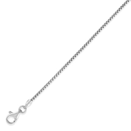 Sterling Silver Rhodium Plated 1.26mm Round Box Chain, 16" ,