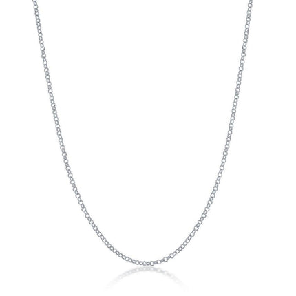 Sterling Silver Rhodium Plated 1.5mm Rolo Chain, 16 ,