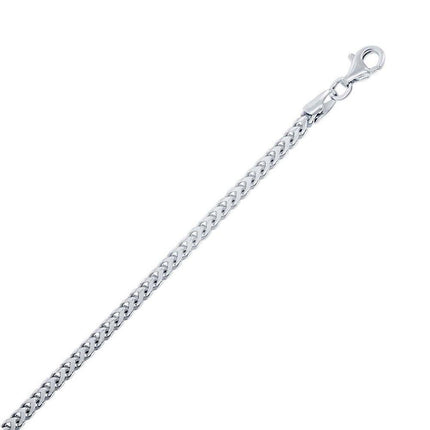 Sterling Silver Rhodium Plated 2.5mm Franco Chain, 20" ,