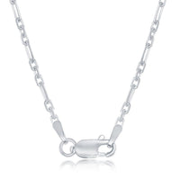 Sterling Silver Rhodium Plated 2mm Anchor Chain, 18" ,