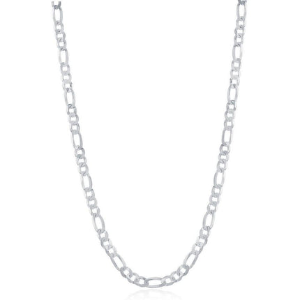 Sterling Silver Rhodium Plated 3.3mm Figaro Chain, 18" ,