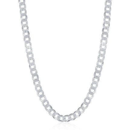 Sterling Silver Rhodium Plated 3.45mm Cuban Chain, 20" ,