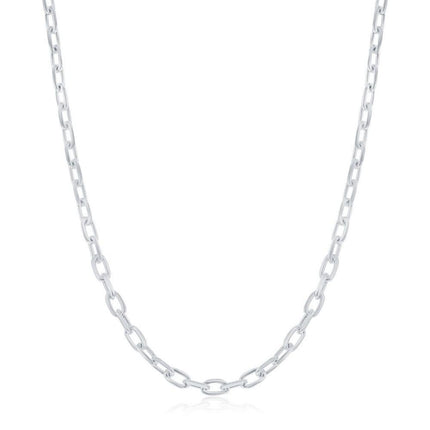 Sterling Silver Rhodium Plated 3.5mm Anchor Chain, 24" ,