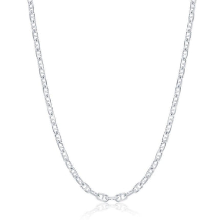 Sterling Silver Rhodium Plated 3.6mm Anchor Marina Chain, 24" ,