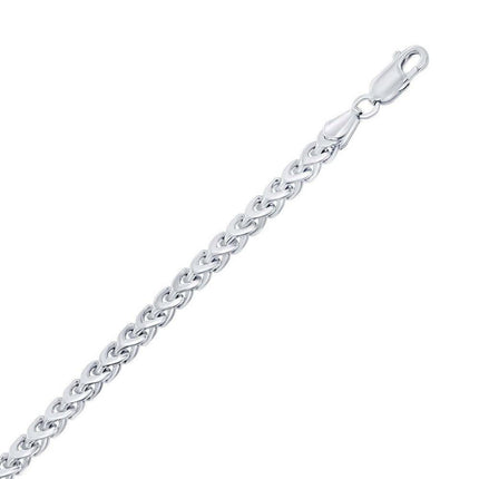 Sterling Silver Rhodium Plated 3mm Franco Chain, 8" ,
