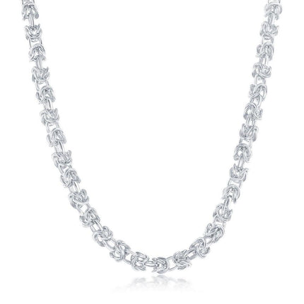 Sterling Silver Rhodium Plated 3mm Open Byzantine Chain, 20" ,