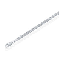 Sterling Silver Rhodium Plated 3mm Open Byzantine Chain, 20" ,