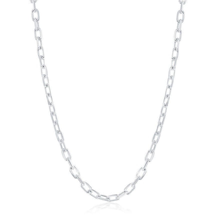 Sterling Silver Rhodium Plated 4.1mm Anchor Chain, 22" ,