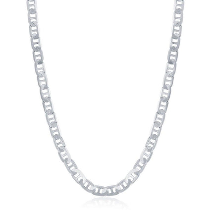 Sterling Silver Rhodium Plated 4.1mm Flat Marina Chain, 20" ,