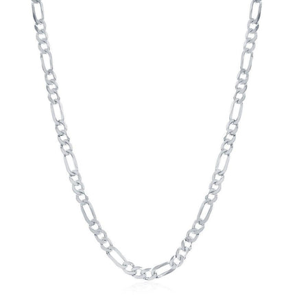 Sterling Silver Rhodium Plated 4.2mm Figaro Chain, 16" ,