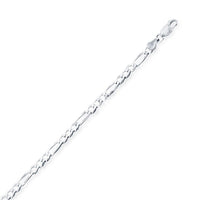 Sterling Silver Rhodium Plated 4.2mm Figaro Chain, 22" ,