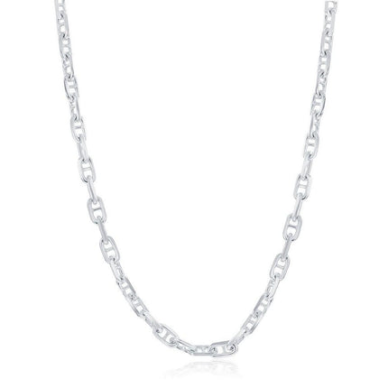 Sterling Silver Rhodium Plated 4.6mm Anchor Marina Chain, 20" ,