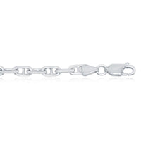 Sterling Silver Rhodium Plated 4.6mm Anchor Marina Chain, 22" ,