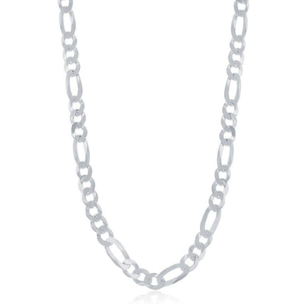 Sterling Silver Rhodium Plated 5.8mm Figaro Chain, 30" ,