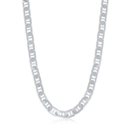 Sterling Silver Rhodium Plated 5.8mm Flat Marina Chain, 20" ,