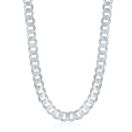 Sterling Silver Rhodium Plated 6.25mm Cuban Chain, 20" ,