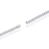 Sterling Silver Rhodium Plated 6mm Barrel CZ Chain, 22" ,