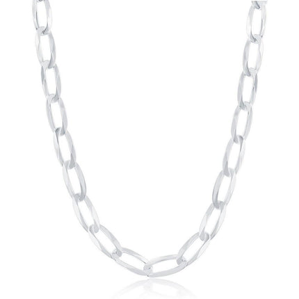 Sterling Silver Rhodium Plated 7.1mm Flat Cheval Chain, 20" ,