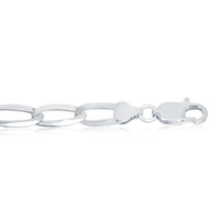 Sterling Silver Rhodium Plated 7.1mm Flat Cheval Chain, 20" ,