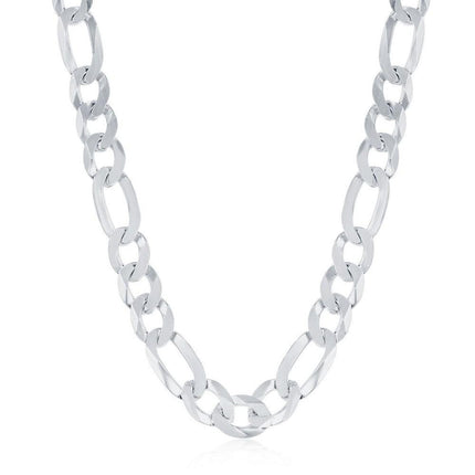 Sterling Silver Rhodium Plated 7.5mm Figaro Chain, 22" ,