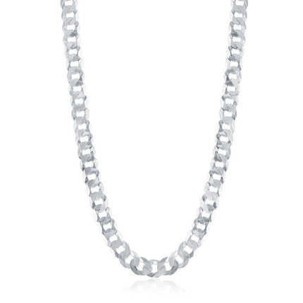 Sterling Silver Rhodium Plated 7.85 mm Cuban Chain, 22" ,
