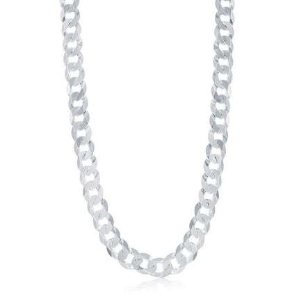 Sterling Silver Rhodium Plated 9.2mm Cuban Chain, 22 ,
