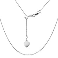 Sterling Silver Rhodium Plated Adjustable Box Chain ,
