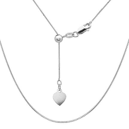 Sterling Silver Rhodium Plated Adjustable Box Chain ,