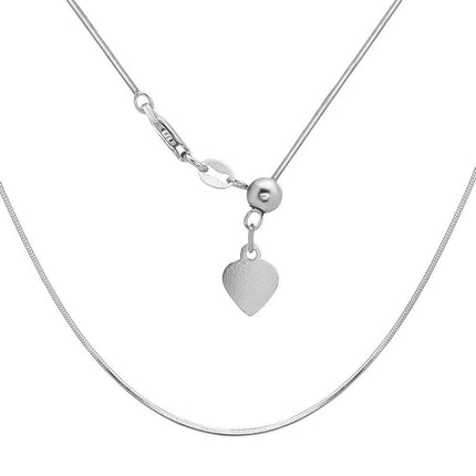 Sterling Silver Rhodium Plated Adjustable Square Snake Chain ,