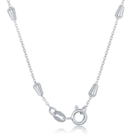 Sterling Silver Rhodium Plated Bullet Beaded Chain, 20" ,