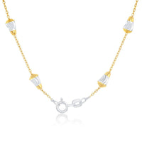 Sterling Silver Rhodium Plated Diamond-Cut Bullet Beads Chain ,