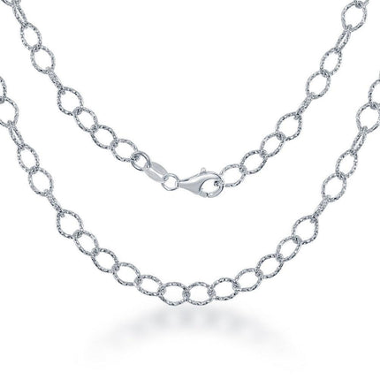 Sterling Silver Rhodium Plated Diamond Cut Link Chain, 16" ,