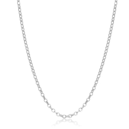 Sterling Silver Rhodium Plated Diamond-Cut Rolo Chain ,