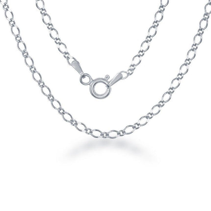 Sterling Silver Rhodium Plated Fancy Link Chain, 22" ,
