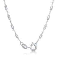Sterling Silver Rhodium Plated Long Bead Chain, 20" ,