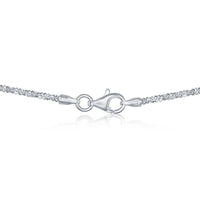 Sterling Silver Rhodium Sparkling Anklet - Rhodium Plated ,
