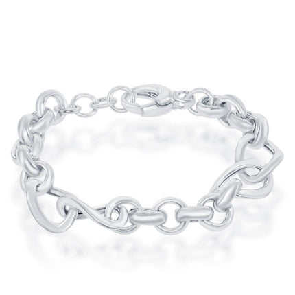 Sterling Silver Rolo and Twisted Oval Bracelet ,
