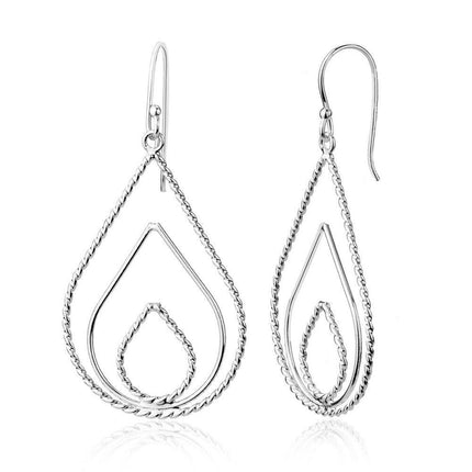 Sterling Silver Rope and Triple Teardrop Earrings ,