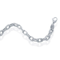 Sterling Silver Rope Design Double Oval Linked Bracelet; MADE IN ITALY ,