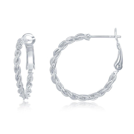 Sterling Silver Rope Design Hoop Earrings, 25 mm ,