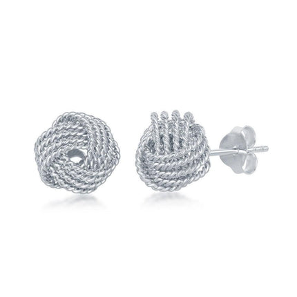 Sterling Silver Rope Design Love Knot Stud Earrings ,