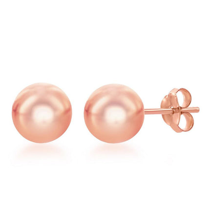 Sterling Silver Rose Gold 10mm Bead Earrings ,