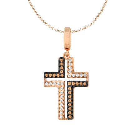 Sterling Silver Rose Gold CZ Micro Pave Open Pendant ,