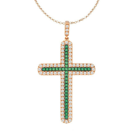 Sterling Silver Rose Gold CZ Pave Cross Pendant ,