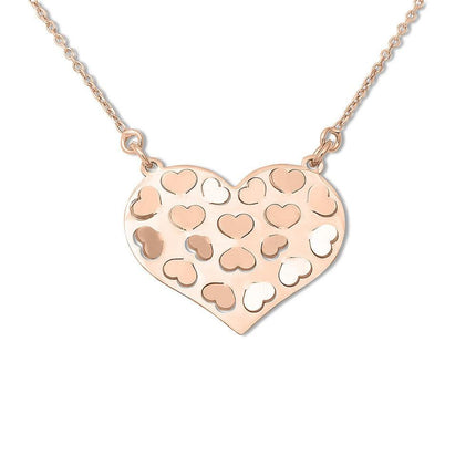 Sterling Silver Rose Gold Hearts Necklace ,