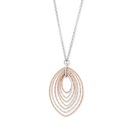 Sterling Silver Rose Gold Marquise Pendant Necklace ,