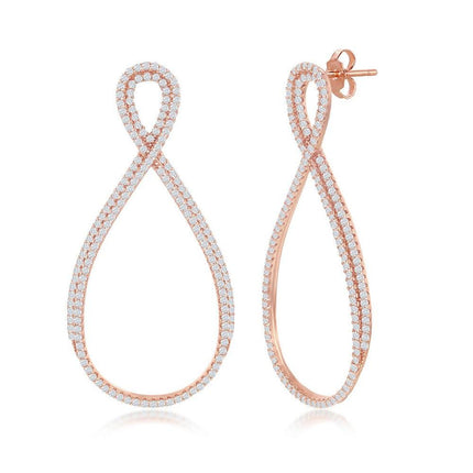 Sterling Silver Rose Gold Micro Pave Earrings ,